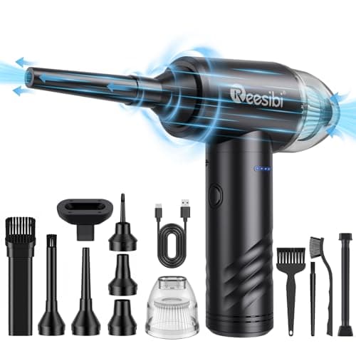 Reesibi 3 en 1 Portable Aspirateur et Souffleur Air Comprimé, 3 Vitesses 110000 RPM Dépoussiérants Puissants électrique, 10Kpa Mini aspirateur pour PC Nettoyage, Clavier,Voiture, Canapé, Maison
