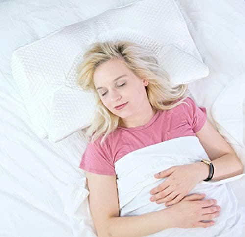Elviros Oreiller Ergonomique Cervical, Oreillers Mémoire de Forme, Oreillers Ergonomiques pour la Nuque, Oreiller Orthopédique Anti Douleur, Décontracter Les Muscles, 64 x 12,5/10,5 x 38 cm, Blanc
