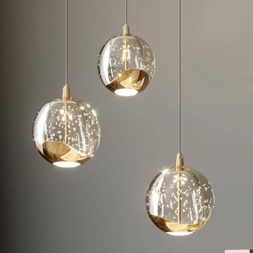 LED Suspension en verre Hayley Transparent Verre e. a. pour Salon & Salle à manger (à 3 lampes,), Luminaire, Lampe plafond, Luminaire Plafonnier, Suspendue