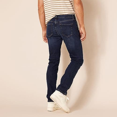 Amazon Essentials Jean Slim - couleurs abandonnées Homme, Bleu Foncé Vintage, 33W / 32L