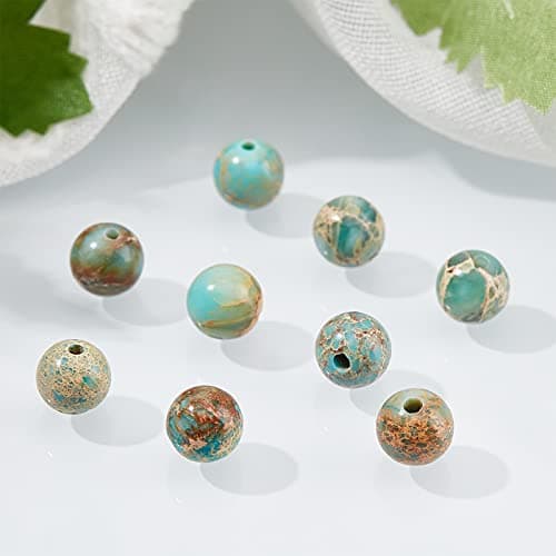 OLYCRAFT 96 pièces 8mm Perles de Jaspe Impérial Naturel Regalite Jaspe Perles Brins Rondes Perles de Pierres Précieuses en Vrac Pierre D'Énergie pour Bracelet Collier Fabrication de Bijoux