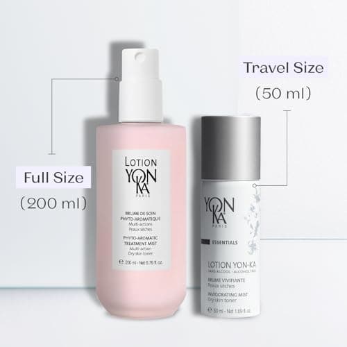 Lotion Tonique Yonka pour Peaux Sèches et Sensibles 50ml - Brume Vivifiante Sans Alcool - Hydrate, Purifie, Apaise et Rééquilibre - Aux 5 Huiles Essentielles - Spray Vaporisateur - 99,7% Naturelle