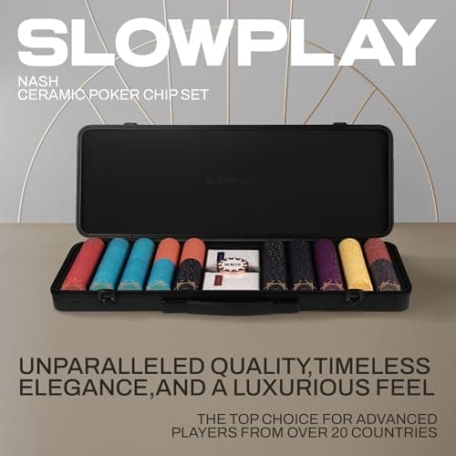 SLOWPLAY Nash Poker Set, jetons de Poker en céramique 500 PCS [avec Valeur]| Malette de Poker Texas Holdem, Coffret de Poker | avec Cartes de Poker, Bouton Dealer