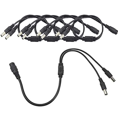 FULARR® 5Pcs Premium DC Power Splitter Cable, 1 Femelle à 2 Mâle CCTV Diviseur Câble, 5.5 X 2.1mm DC Alimentation Répartiteur Câble, DC Séparateur Câble Adaptateur pour CCTV Caméra LED Strip