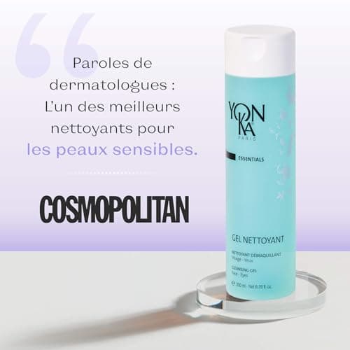 Gel Nettoyant Moussant Yonka 200ml - Visage, Yeux & Lèvres - Démaquille, Nettoie et Purifie - Tous Types de Peaux, Idéal pour les Peaux Mixtes à Grasses - Mousse Fine - 94% d'Ingrédients Naturels