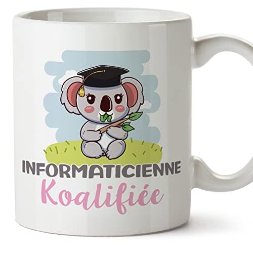 Mugffins Tasses pour INFORMATICIENNE - En Français - Cadeau original femme - Koalifié/Koalifiée - 11 oz / 330 ml