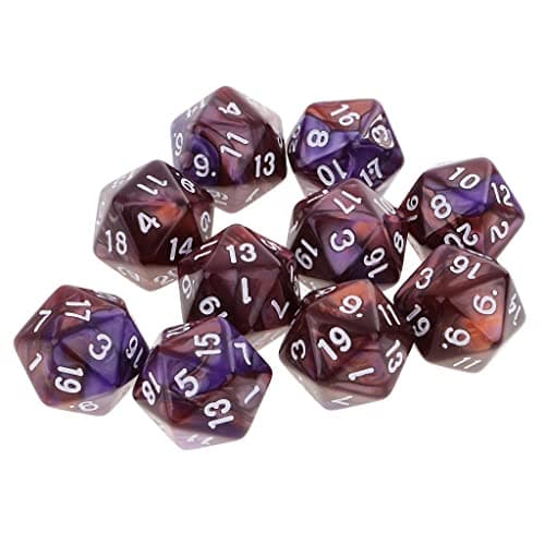 Sharplace 10pcs Dés Chiffres 20 Faces Dice D20 Accessoires pour Jeux de Rôle Bar Club (Café Violet)
