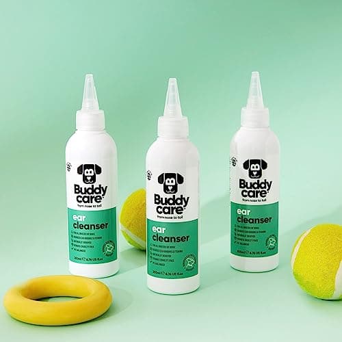 Buddycare | Nettoyant pour oreilles de chien | Solution nettoyante apaisante pour les oreilles des chiens | Ingrédients d'origine naturelle avec Aloe Vera, 200 ml (1 paquet)