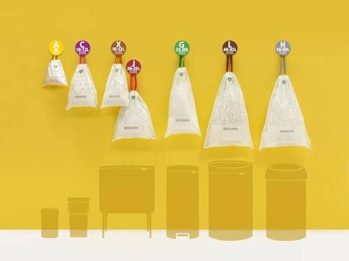 Brabantia Sacs Poubelle PerfectFit (Code H - 50L / 60L), Ultra Résistant, Poignées Coulissantes (40 Sacs)