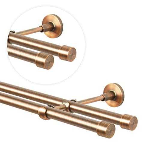 MDEKOR Tringle à rideaux 480 cm double tringle à rideaux pour montage mural cuivre en métal | Set de tringles à rideaux Ø 19 mm