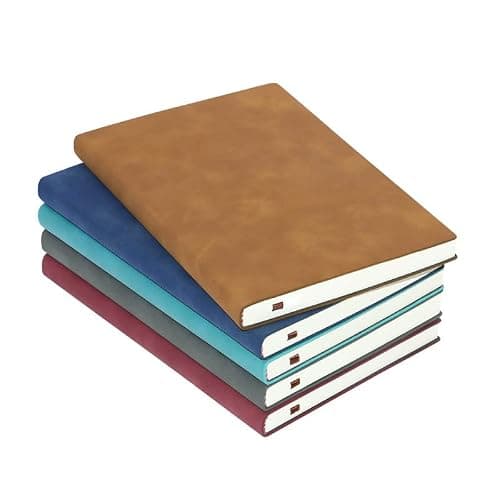 A6 Carnet de Notes Cahier En Cuir PU, Carnet Ligné A6 Papier Crème, Cahier de Travail 10,5 * 14 cm, Journal de Voyage Pour Études Bureau École Rédaction Prise de Notes, Tiffany 6pcs