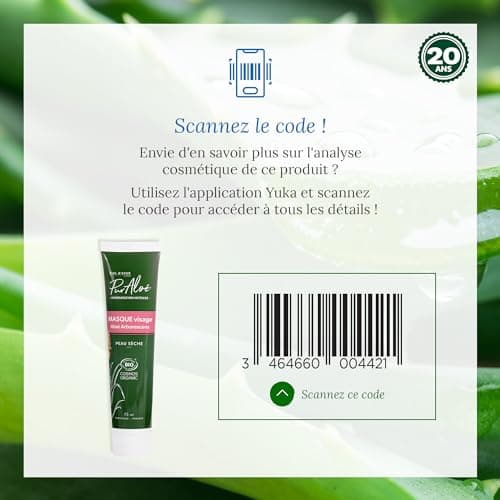 Ciel d'Azur Labs - Masque Visage Bio Pur’Aloé - Aloé Arborescens Natif - Peau Sèche - Hydratation Intense - Certifié Bio Cosmos Organic - 98,8% d'Origine Naturelle - Tube 75 ml