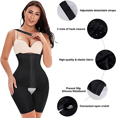 KUMAYES Body Gainant Femme Ventre Plat Invisible Corset Minceur Lingerie Sculptante Bodysuit cuisse minceur Shapewear (Noir, M)
