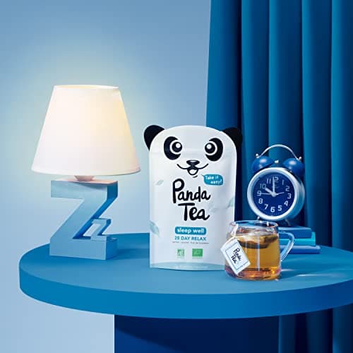 Panda Tea Infusion Sleep Well | Infusion Zen Tisane Sommeil Rooibos | | Parfait pour la détox estivale et rester hydraté | Ingrédients biologique | 28 Sachets Coton Mousseline Bio | Nuit tranquille