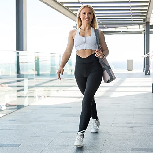 SINOPHANT Legging Femmes Pantalon de Sport, Jegging Taille Haute Femme Yoga Opaque Doux Grande Taille(#1 pièces Noire Taille croisée,S-M)