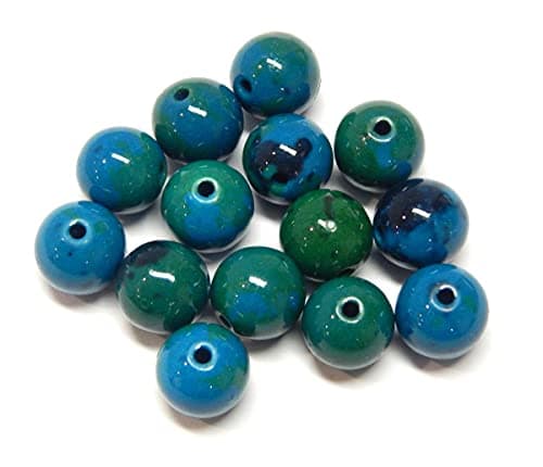 Perles de pierre précieuse, en chrysocolle, azurite, rondes, disponibles en 6 et 8 mm, bleu et vert, de 8 mm