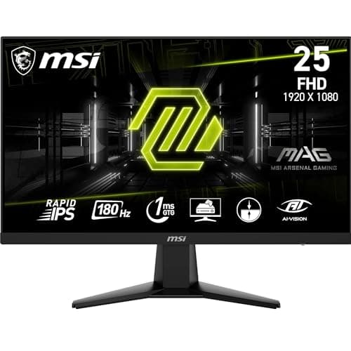 MSI MAG 256F Écran Gaming 24,5 Pouces FHD - Dalle Rapid IPS 1920 x 1080, 180 Hz / 1ms GtG, gamut sRGB 127%, Design sans Cadre, HDR Ready - DisplayPort 1.2a,HDMITM CEC
