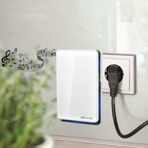 Bell4U Sonnette sans Fil Exterieur Etanche - 3 destinataires - Sonnette sans Fil Auto-alimentée 100 m, Sonnette électronique étanche IP65, Carillon Lumineux LED, 52 mélodies, 4 Niveaux de Volume