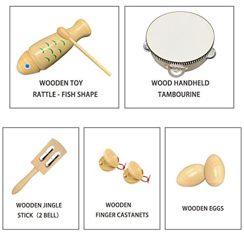 Instruments de Musique en Bois pour Tout-Petits & Bebe, Ulifeme Enfant Instrument de Musique Enfant 3-6 Ans, Petit Instrument de Musique en Bois Set Instrument Musique Enfant Kit Instrument de Musique