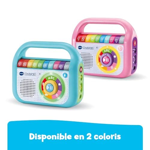 VTech - Music'Kid Rose, Baladeur Musical Enfant, Enceinte Bluetooth Lumineuse avec Comptines, Chansons Éducatives et Relaxantes, Enregistreur Vocal, Cadeau Enfant Dès 2 Ans - Contenu en Français
