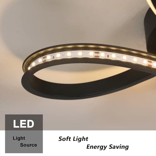 Comely Plafonnier LED Moderne, Lampe de Plafond 28W 3150LM, Luminaire Plafonnier Acrylique en Forme de Fleur pour Couloir, Balcon, Chambre, Salon, Lumière Chaude 3000K, Noir