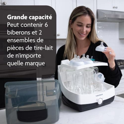 Baby Brezza - Superfast Sterilizer Dryer - Stérilisateur de biberons pour bébés/nourrissons - Stérilisation vapeur, universelle pour tous types de biberons