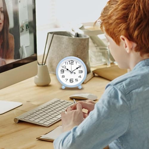 Mimoqk Réveil, réveils pour Chambres | Horloge de Bureau,Petit réveil à Gros Chiffres à Piles sans Alarme de tic-tac Conception Simple pour Enfant Adulte