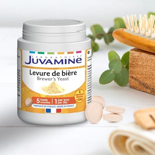 JUVAMINE - Levure de Bière - Beauté de la peau, des cheveux et des ongles - Vitalité - Vitamines B1, B2, B3, B5, B6, B8, B9 et B12 + Zinc - Programme de 5 mois - Fabriqué en France