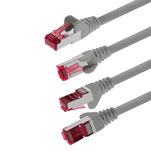 0,5 m - gris - 5 pièces - câble réseau CAT6a (10Gb/s) S-FTP CAT 6a Lankacable - certifié GHMT PIMF 500 MHz Cat5 Cat5e Cat6 Cat6a Cat7 pour switch, routeur, modem, Internet