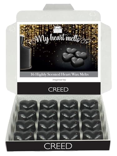 Senteur Creed Fondant Parfumé pour Bruleur Fondant, 16 x 5g Tartelette en Forme de Coeur, en Cire de Soja Vegan, Parfait comme Parfum Maison, Cadeau Femme, Cadeau Cremaillere