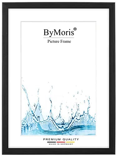ByMoris Cadre Photo sur Mesure 50 x 66.5 cm en Pin Noir avec Verre Acrylique antireflet, Poster Affiche Puzzle Portrait Cadre Bois