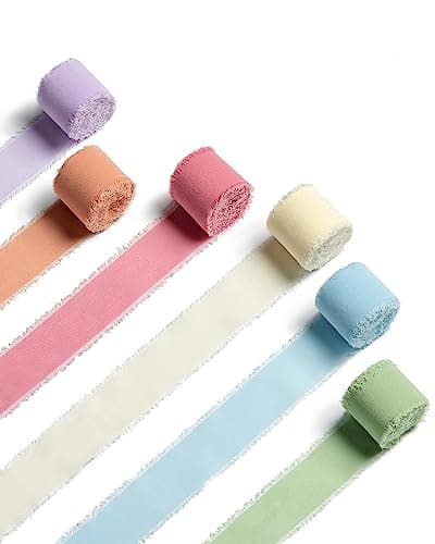 AOKSUNOVA Ruban en mousseline de soie de 3,8 cm - Ruban cadeau en tissu - Abricot
