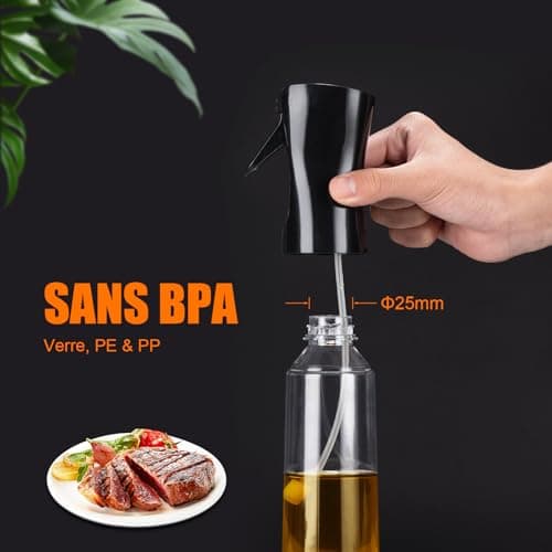 GRIFEMA Spray de Cuisine Huile Cuisine 300 ML, Vaporisateur d'Huile de Cuisson pour Friteuse sans Huile, Air Fryer Accessoires, Noir, GE2002B-300