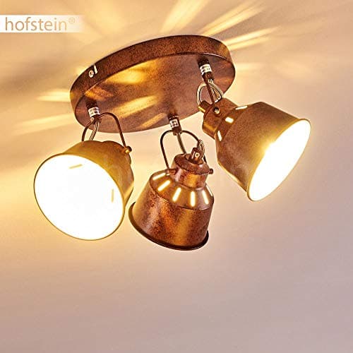 hofstein Plafonnier Safari en métal finitions rouille, luminaire de plafond à 3 spots orientables pour ampoules E14, ampoule(s) non incluse(s)