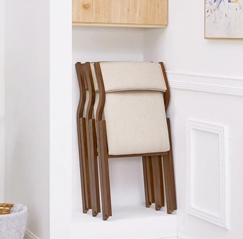 Ball & Cast Juego de 2 sillas de comedor plegables, Silla de oficina plegable Con estructura de Madera, sillas de cocina tapizadas portátiles Para actividades al Aire Libre, Color Gris Pardo