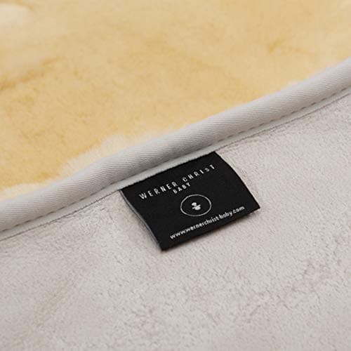Doublure en peau d’agneau de haute qualité COMFORT de WERNER CHRIST –PREMIUM universelle pour Nacelles, Poussettes, Buggy et Jogger, 100% peau d’agneau en beige, grand confort pour votre bébé