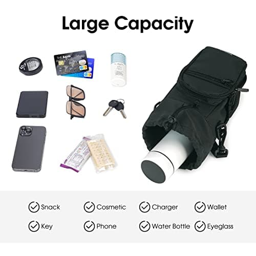 sportsnew Porte Bouteille Isotherme Sac Gourde Avec Bandoulière 1l Avec Poche Pour Téléphone Sac Bouteille d’Eau Pour La Randonnée à Pied, Noir Brevet en Instance