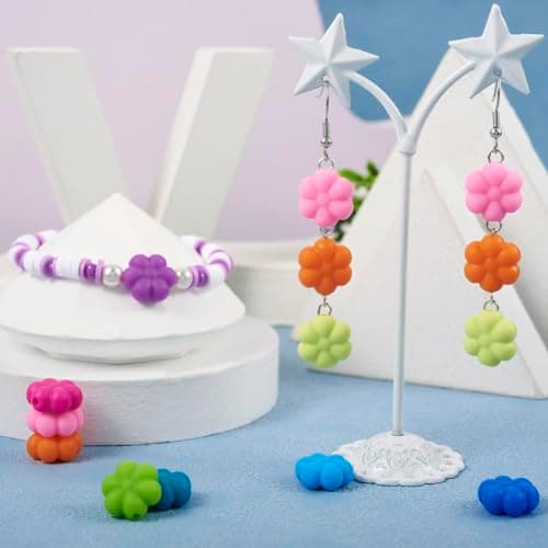 Boutigem Lot de 48 perles en silicone en forme de marguerite pour collier, bracelet, porte-clés, fabrication de bijoux, SIL-TA0001-50-BG-EU