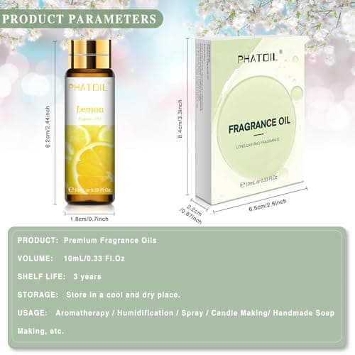 PHATOIL Huile Essentielle Citron 10 ml, Huile Essentielle Fruitée pour Diffuseur, Huile Parfumée de Citron pour Aromathérapie, Humidificateur, Bougies