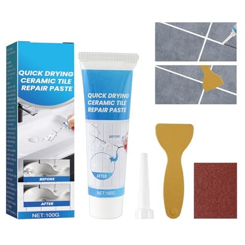 Kit de RéParation Carrelage Blanc, Kit de Réparation D'émail 100g, Kit de Réparation D'Évier en Céramique pour Les Rayures Trous Fissures, Kit de Réparation de Receveur de Douche