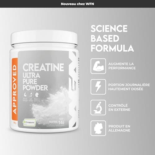WFN Approved Creatine- Poudre De Créatine Monohydrate Pure-Augmente La Performance-Sans Additifs-500g-146 Portions-Végétalien-Saveur Neutre-Testé En Laboratoire