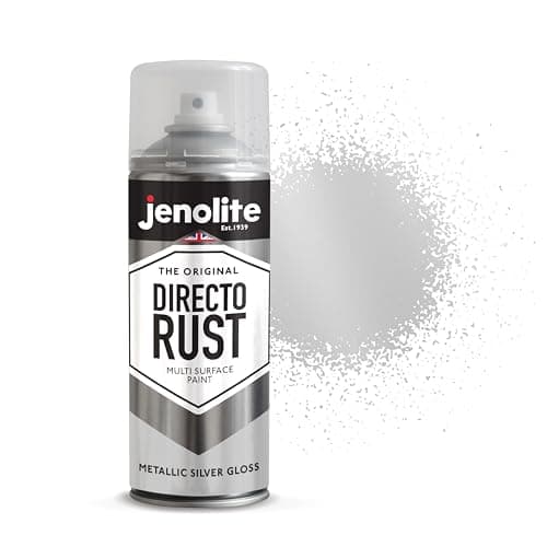 JENOLITE Directorust Peinture aérosol brillante métallique | Argenté | 3 x 400 ml | Peinture aérosol dorée multi-surfaces pour métal, bois, plastique | Apprêt tout-en-un, sous-couche et couche de
