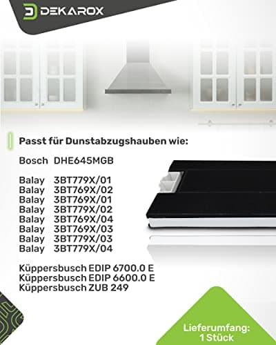DEKAROX Filtre à charbon actif pour balay Bosch Siemens Neff Constructa Gaggenau 434229 00434229 DHZ4506 LZ45501 Z5144X1 KF280002 pour hotte aspirante