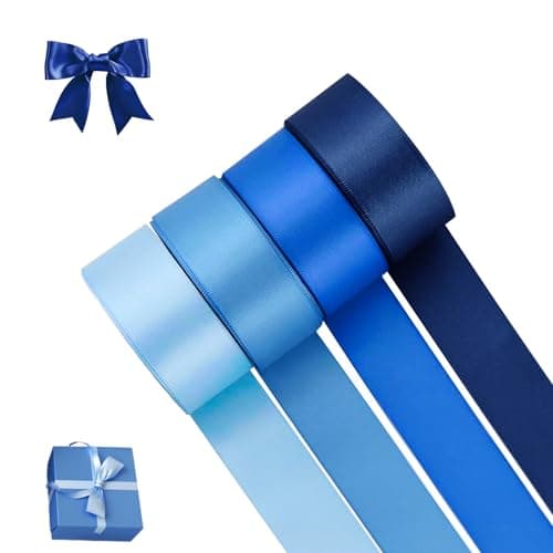 Wekuw 4 Rouleaux de Satin Bleu Ruban de Satin Bleu Clair 2cm x 22m, Ruban Satinée Ruban Tissu pour Emballage Cadeau, Couture, Artisanat, Ballon, Bouquet de Mariée