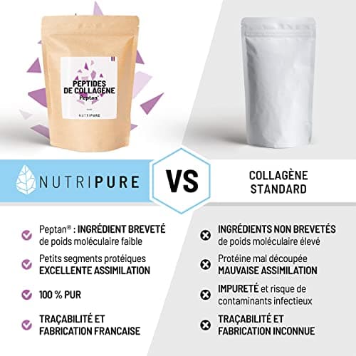 Peptides de Collagène Peptan | Complément Alimentaire Sport | Collagène, Acides Aminés, Protéine | Produit Breveté | Sans OGM ni Additifs | Sachet de 310g | 1 Mois | Made in France | Nutripure