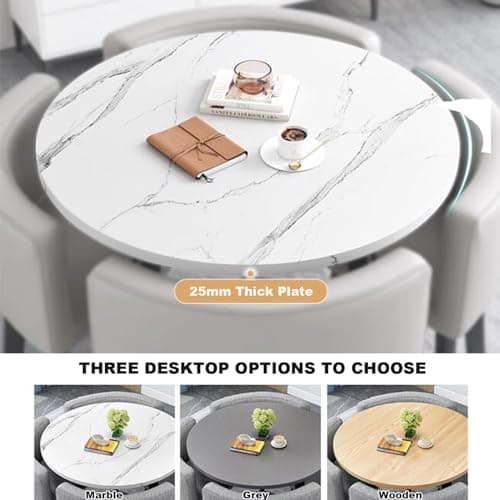 Ensemble de table à manger ronde/carrée avec chaises, table de conférence moderne et 4 chaises, combinaison table de réception et chaises, ensemble de table de cuisine en bois pour 4 personnes