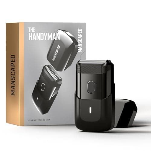 MANSCAPED® The HandymanTM Rasoir Compact pour le Visage – Rasoir Électrique sans Fil pour Homme Format Voyage avec Batterie USB-C Rechargeable, Niveleur pour Poils Longs & Lames à Grille Étanches