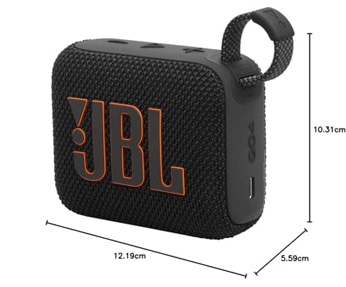JBL GO 4, Enceinte Bluetooth ultra-portable, son JBL Pro, basses percutantes, 7 heures d'autonomie, fonction Playtime Boost, résistante à l'eau et à la poussière IP67, en noir