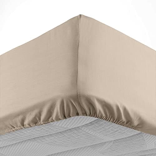 douceur d'intérieur, Drap Housse (140 x 190 cm) Lina Sable, 100% Coton