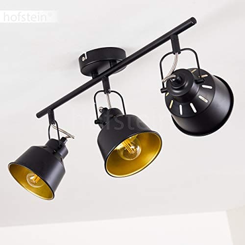 Plafonnier Safari en métal noir et or, 3 spots de plafond pivotants pour ampoules E14, ampoule(s) non incluse(s)